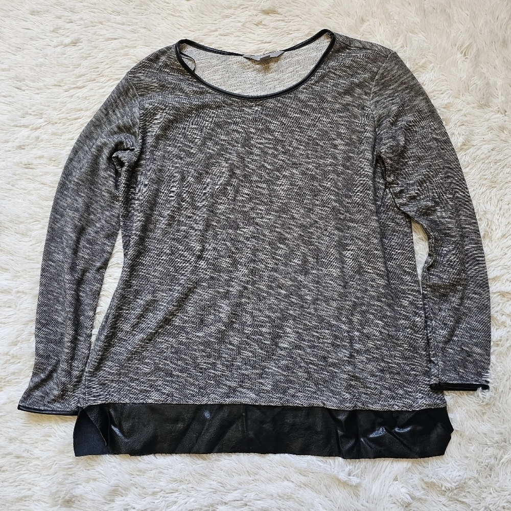 Jana womens cotton blend gray‎ / black faux leather trim size M medium